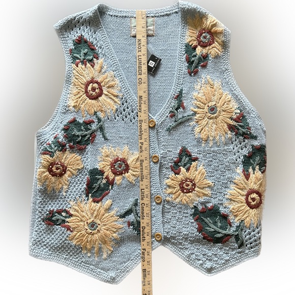 Vintage NWT Van Gogh Inspired JK Alpine Collection Sunflower Sweater Vest W22/24 - Picture 2 of 14